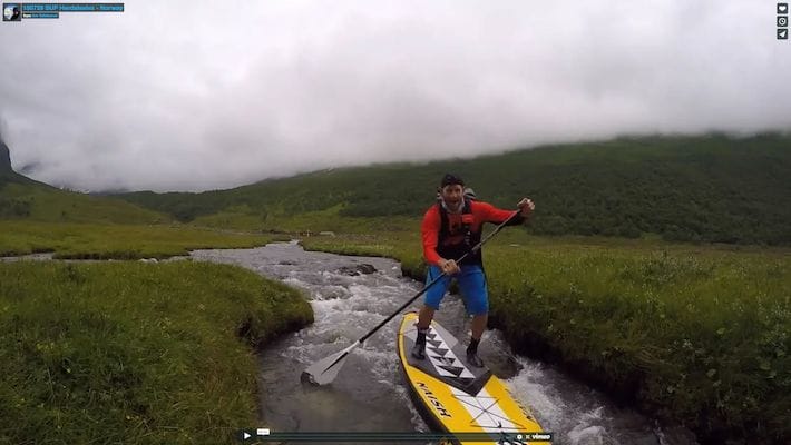 SUPing down a tiny creek in Norway
