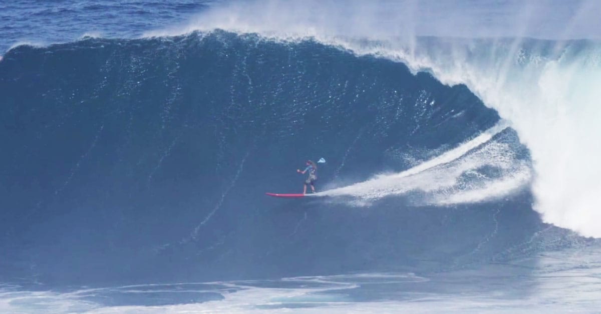 Keali’i Mamala SUP surfing one of the biggest waves in the world