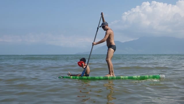 Plastic Bottle SUP on the water 13