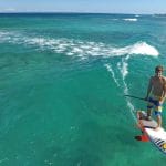Keahi de Aboitiz SUP Foiling on the Clear Water of Oahu