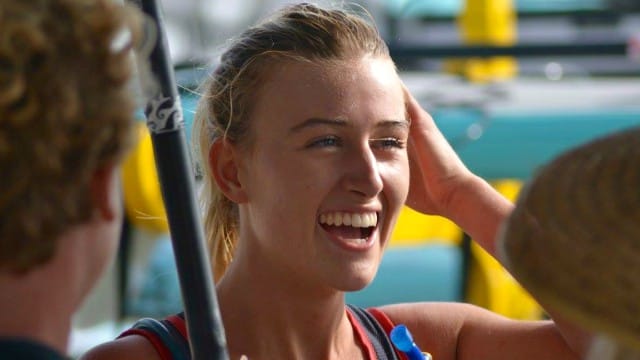 Shae Foudy in the midst of some R&R at the 2016 Pacific Paddle Games