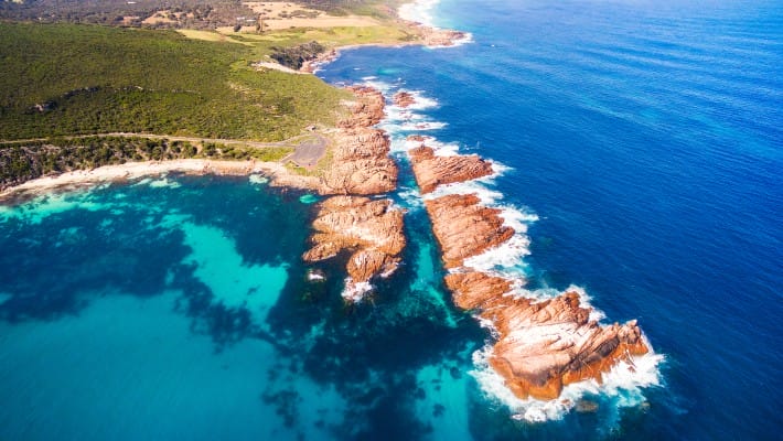 Aerial view of Margaret River, Western Australia, where SUP rider Michael Booth currently resides