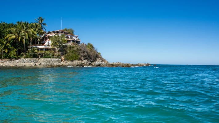 Turquoise waters may be observed in the bay area in Sayulita, Mexico