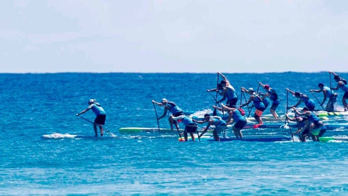 Racers battle it out at the 2017 Australian SUP Championship in Gold Coast, Australia