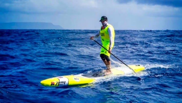 French SUP rider Florent Dode takes part in the 2017 edition of Ze Race in Guadeloupe