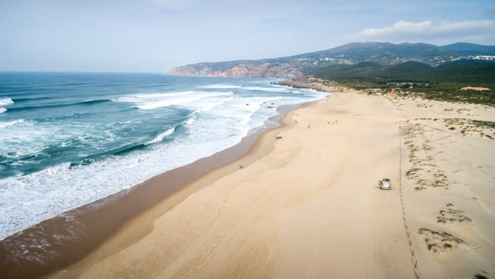 The stunning long Atlantic beaches on the Costa da Caparica in Portugal