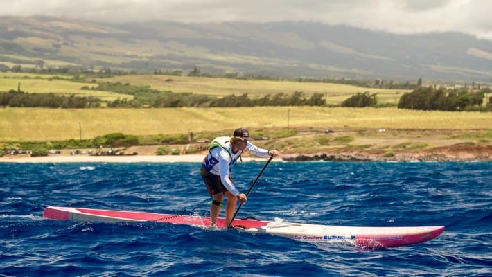 James Casey fights against the current in Maui during the 2017 Maui SUP Cup in Hawaii