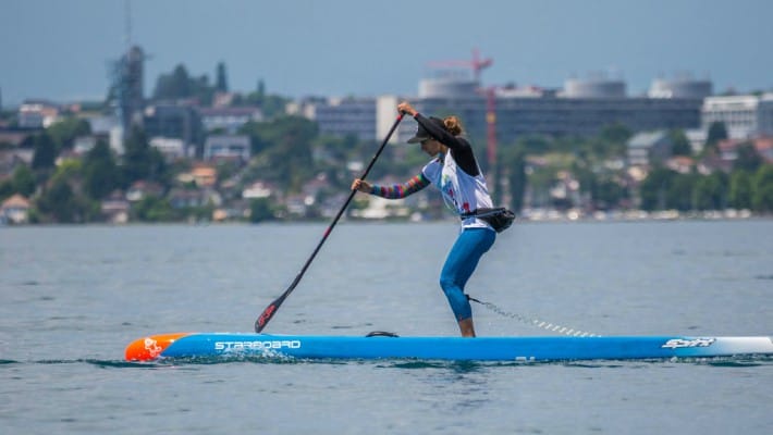 Olivia Piana practices SUP in the south of France, of which she is a native