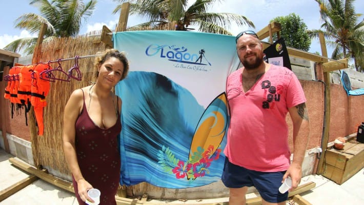 Philippe Momparler at the inauguration of his O Lagon paddle and paddle equipment rental service in Saint-Martin